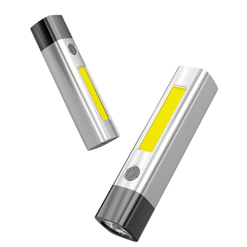 XANES? XPG3 traploos dimmende LED-zaklamp met COB-zijlicht USB oplaadbaar en uitgang als mobiele tel
