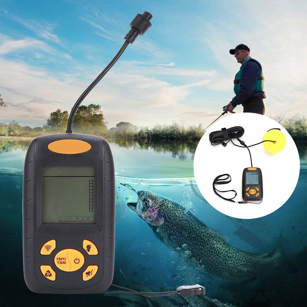 

100m Portable Sonar Fish Finders 45 Degrees Wireless Echo Sensor Fisherman Detector for Ocean Sea Fishing Tool Helper