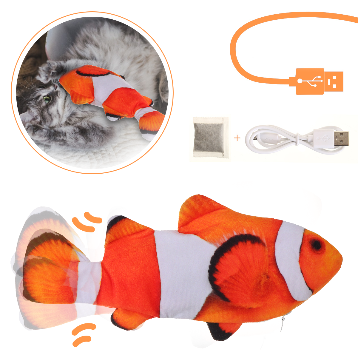 

Catnip Fish Toys for Cats Plush Electric Wagging Fish Simulation Toy Fish with USB Charge Indoor Funny Interactive Pillo
