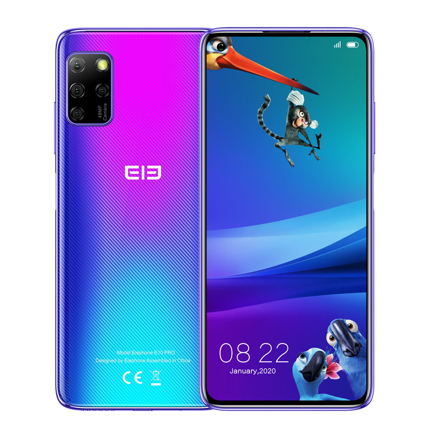 ELEPHONE E10 Pro Global Version 6.55 inch Punch-hole Screen NFC Android 10.0 4000mAh 48MP Quad Rear Camera 4GB 128GB MT6762D 4G Smartphone