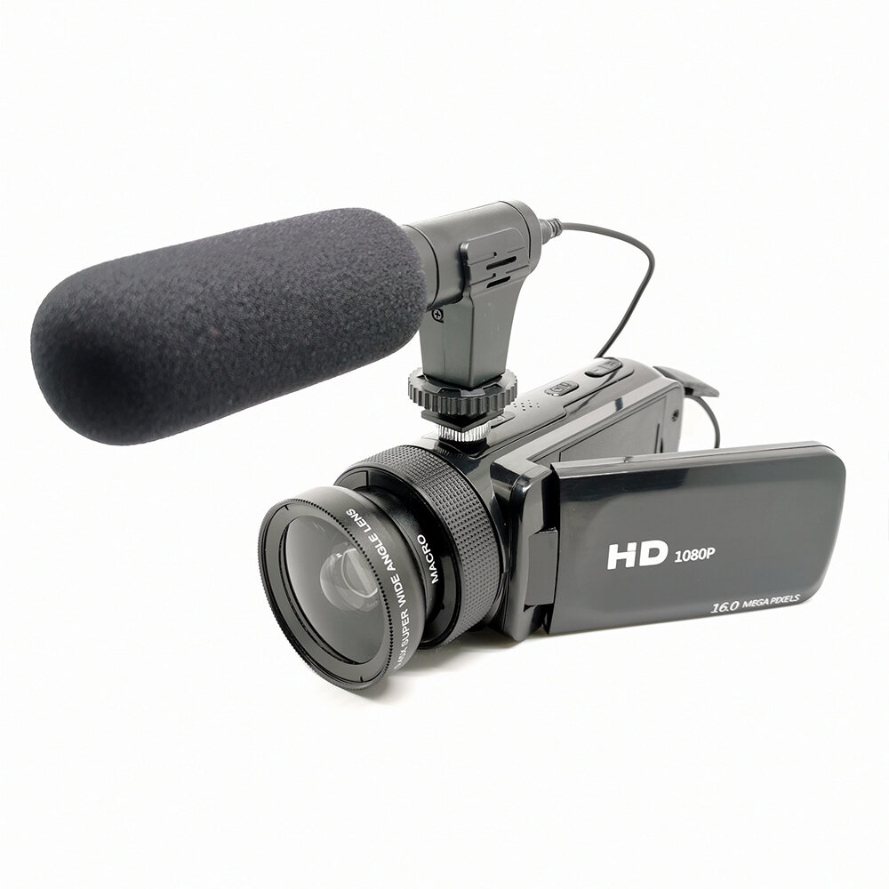 

D100 1080P HD Digital Camera 16 Million Pixel Handheld DV Camcorder with Microphone Wide-angle Lens Video Camera
