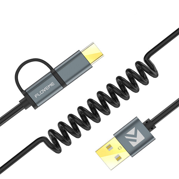 

Floveme 2.8A 2 в 1 Micro USB типа C с кабелем для быстрой зарядки QC3.0 2.0 1,2 м для Onelus5 S8 6