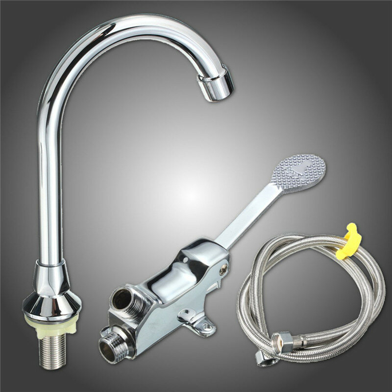 Switch Control By Foot Pedal Valve Basin Faucet Copper Vertical Sink Tap For Home Laboratory Medical
