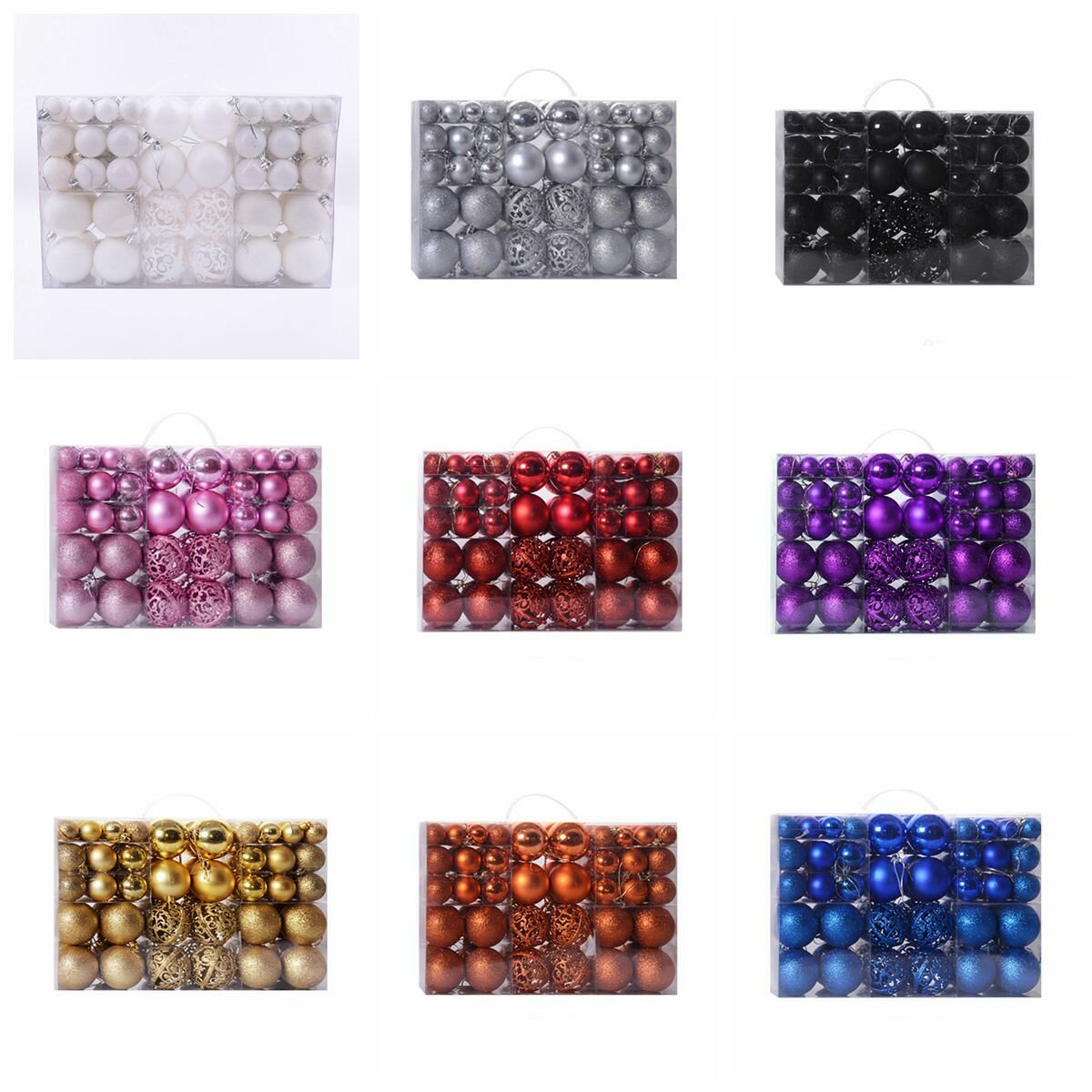 100pcs Decration Ball Set Christmas Tree Decorations Balls Bauble Pack Hanging Ball For Home Office 
