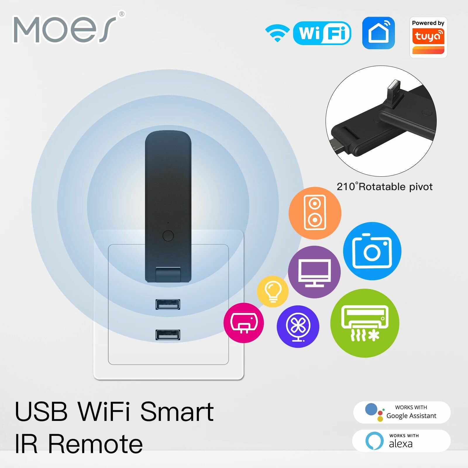 

Moes Tuya Infrared WiFi Remote Controller Wireless USB IR for IR TV Fan Switch Smart Home Automation Support Alexa