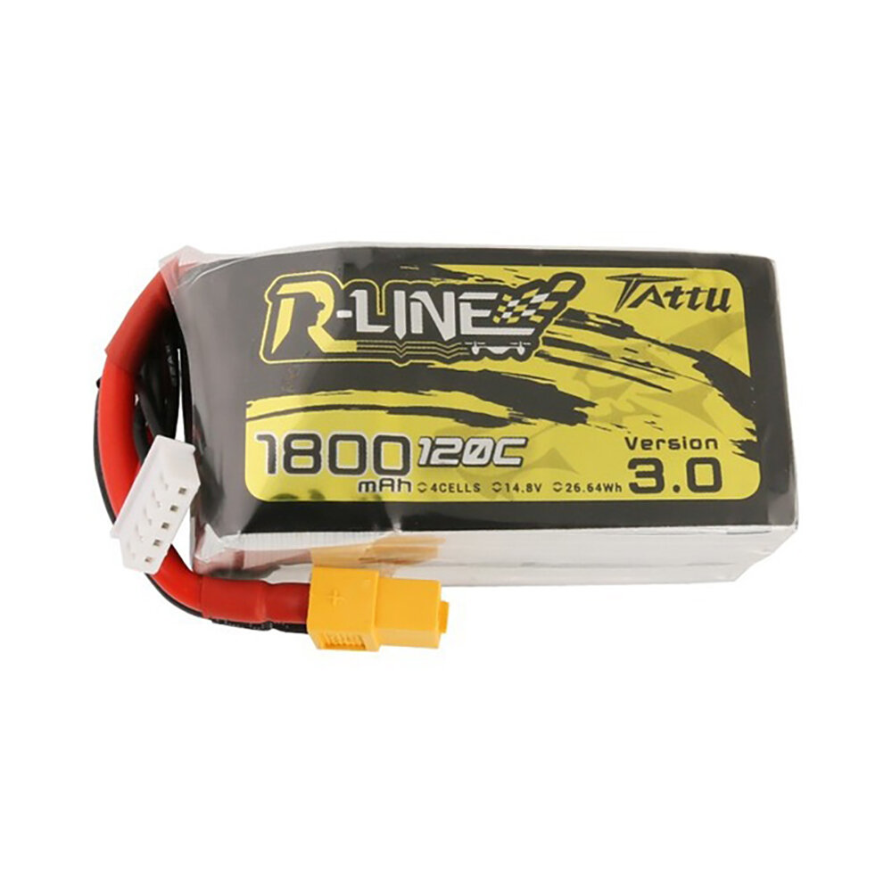 

TATTU R-LINE V3.0 14.8V 1800mAh 120C 4S LiPo Battery XT60 Plug for Helicopter Airplane RC Drone FPV Racing