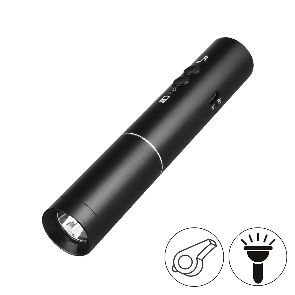 IPRee® Sifflet électronique 2-en-1 lampe de poche 2 modes 120dB sifflet 2 modes torche tactique rechargeable USB pour le camping en plein air, la navigation, l'escalade