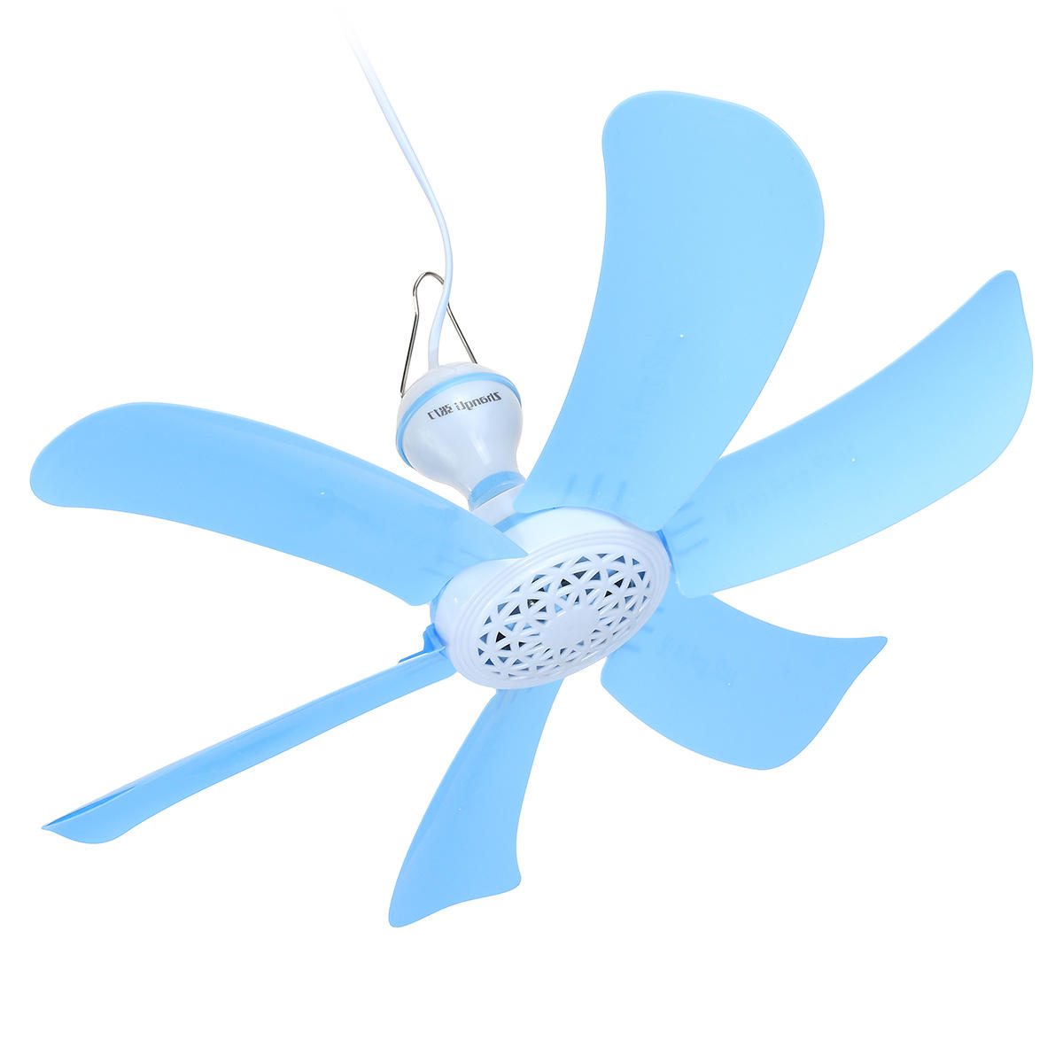 220V 7W Portable 6 Blades Mini Ceiling Fan with White ABS Blades Power Plug Switch Energy Saving Fan