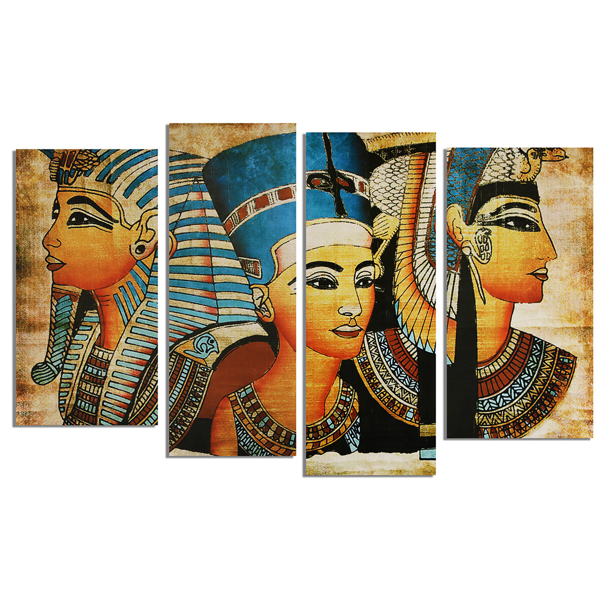

4Pcs Canvas Print Paintings Egyptian Pharaoh Oil Painting Wall Decorative Printing Art Picture Frameless Home Office Dec