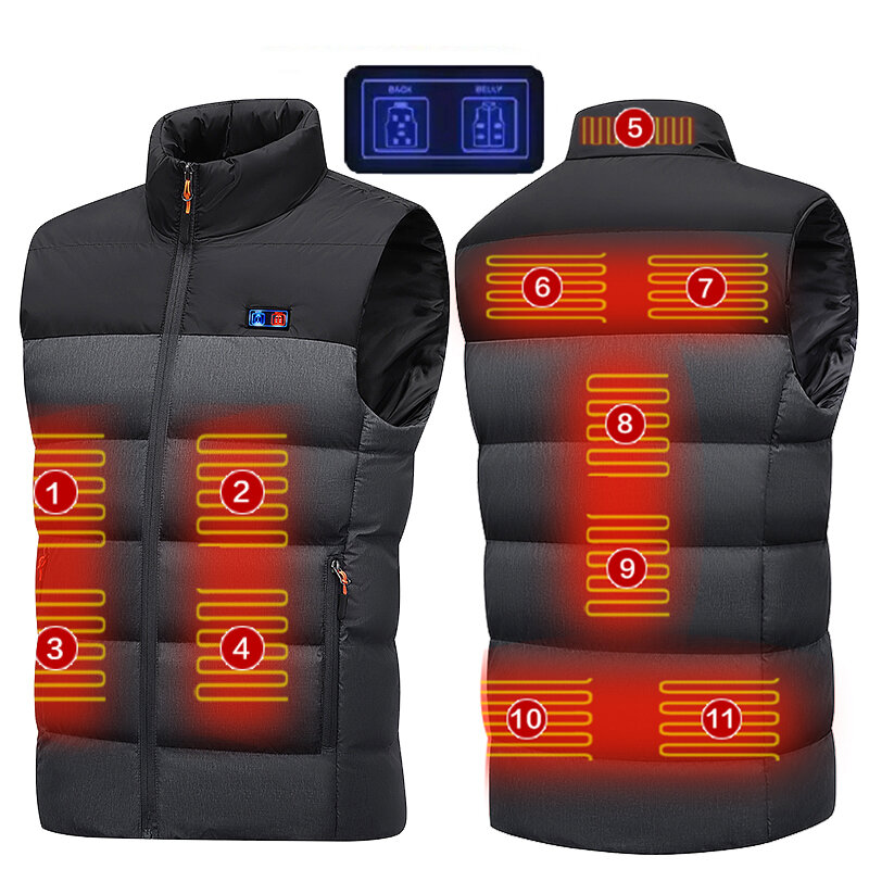 TENGOO HV-11 Kamizelka z podgrzewaniem 11 Obszarów ogrzewania Men Jacket Heated Winter Womens Electric Usb Heater Tactical Jacket Man Thermal Vest Body Warmer Coat