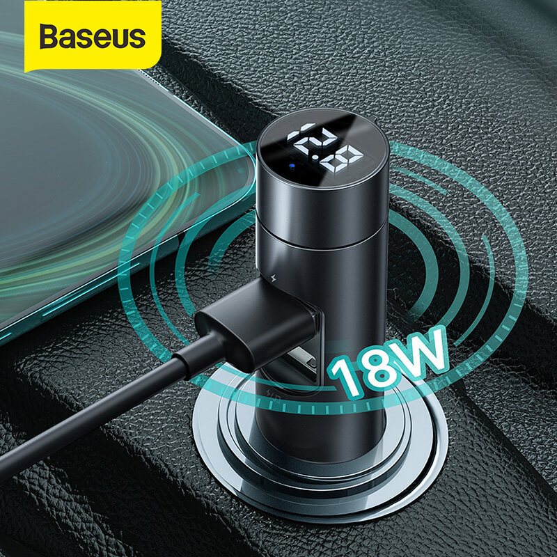 Baseus Auto 3.1A PPS Snel opladen Dual USB-oplader bluetooth V5.0 FM-zender Adapter Modulator Draadl