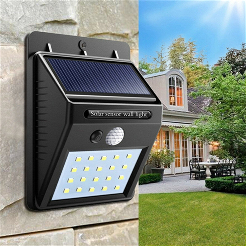 

Солнечная энергия 20 LED PIR Motion Датчик Настенный светильник Водонепроницаемы На открытом воздухе Path Yard Сад Secur