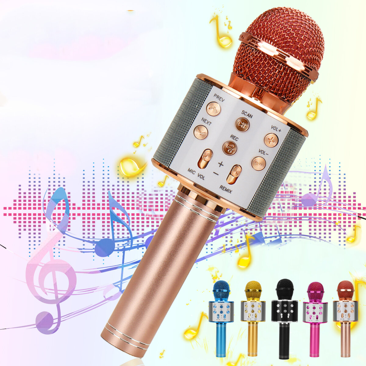 Bakeey 858 Wirelss bluetooth Microphone DSP Noise Reduction Karaoke Mic Recorder HIFI Stereo Speaker