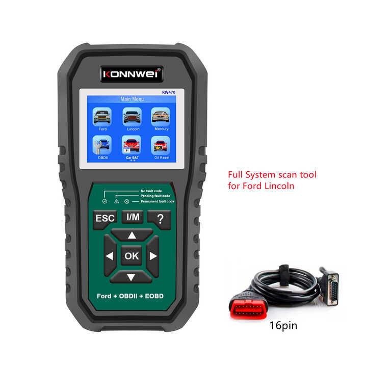 

KONNWEI KW470 3-in-1 Professional Full System Automotive Diagnostic Scan Tool+OBD2 Car Scanner+Battery Tester for Ford
