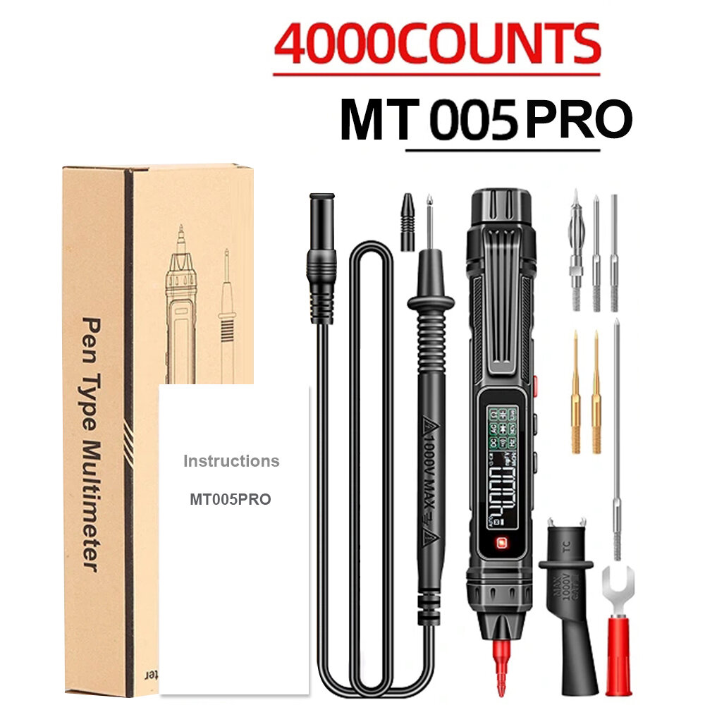 

MUSTOOL MT005/MT005PRO Digital Multimeter Pen Type 4000 Counts Professional Meter Non-Contact Auto AC/DC Voltage Ohm Dio