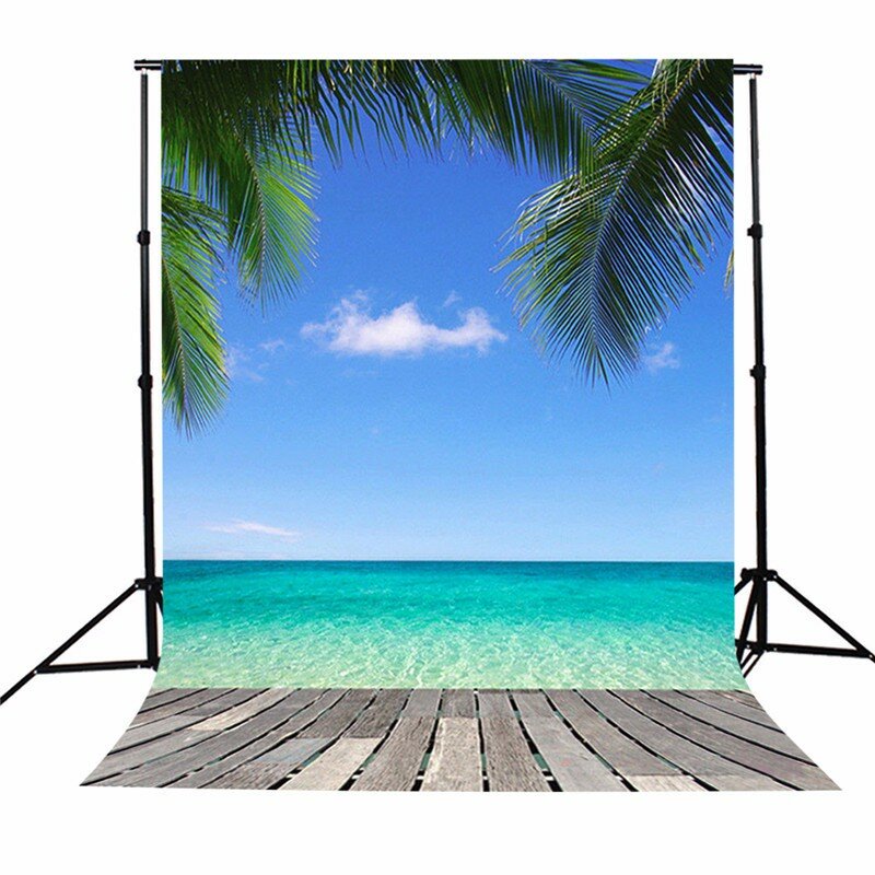 3x5FT Vinyl Summer Blue Sky Beach Coco Photography Achtergrond Achtergrond Studio Prop