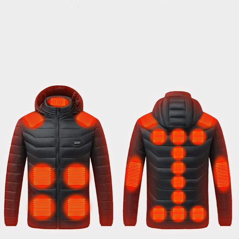 TENGOO HJ-21A 21 Zonen Heizjacke Unisex USB-Ladung SmKunst Thermal Warm Jacket beheizte Kapuzenjacke Outdoor-Sportbekleidung