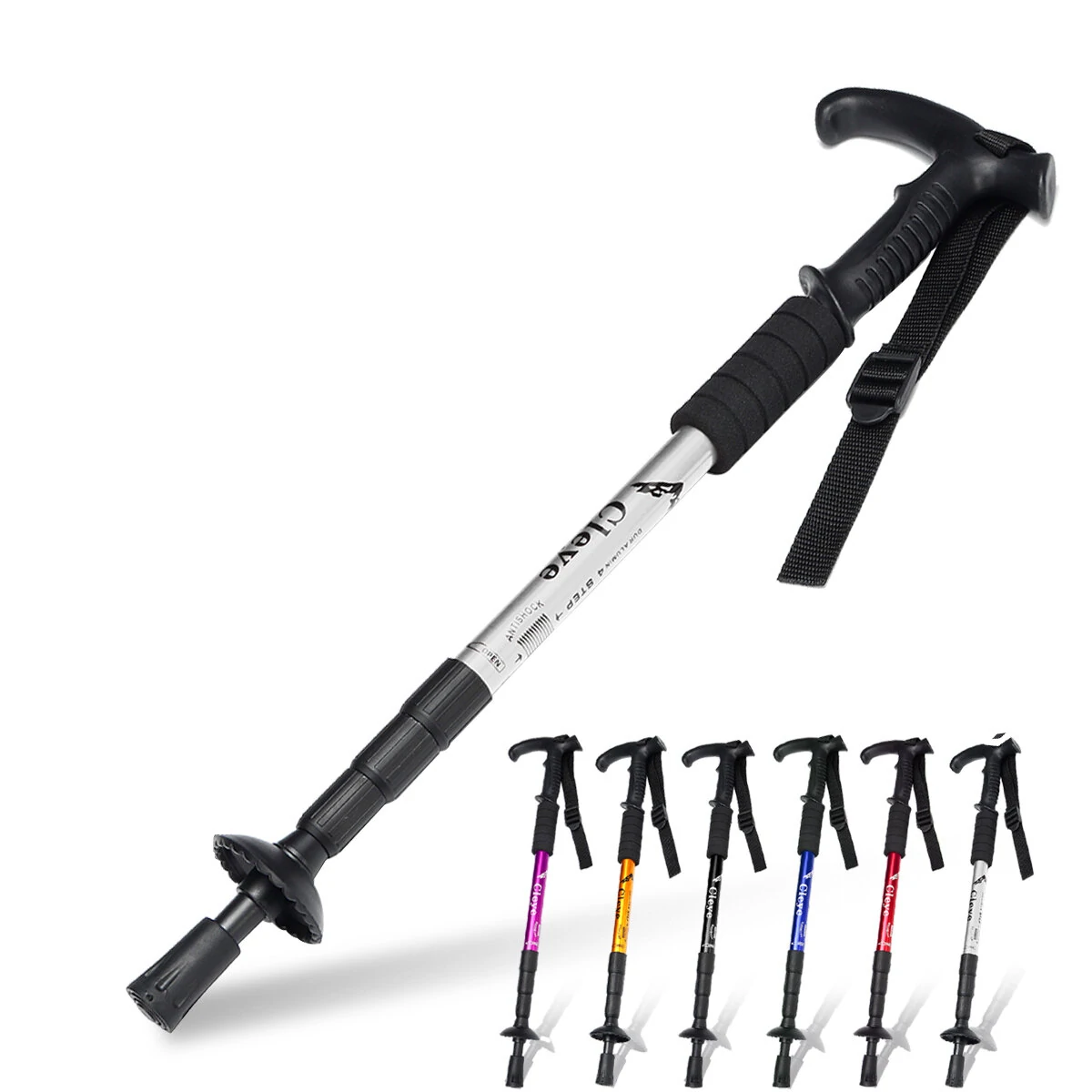 4 Section Trail Poles Stick Anti-slip Ultralight Adjustable Portable Trekking Sticks For Hiking Walking Backpacking - Purple