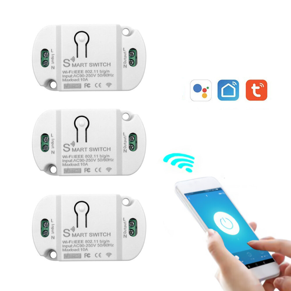 Tuya Smart WIFI Home Switch Led Light Universal Module DIY Smart Life WIFI Switch Supports 2 Way Control Work with Alexa