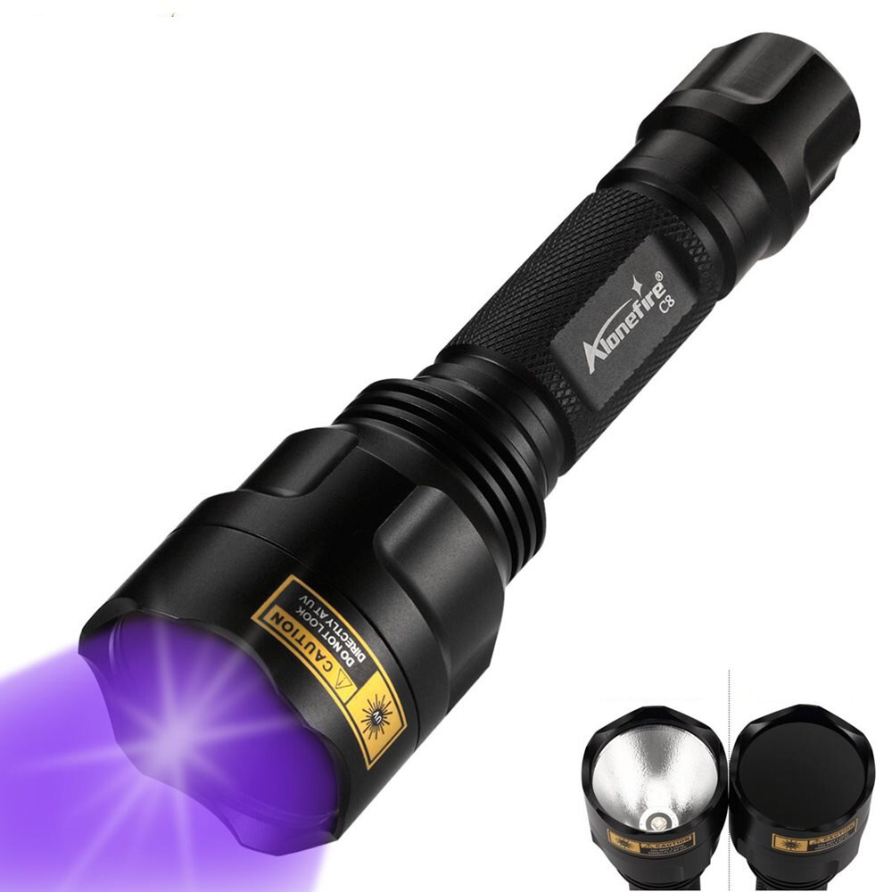 

Alonefire C8 LGUV365nm/395nm UV Flashlight Ultraviolet Detector Black Light Sterilization Fluorescence Detection for Dog