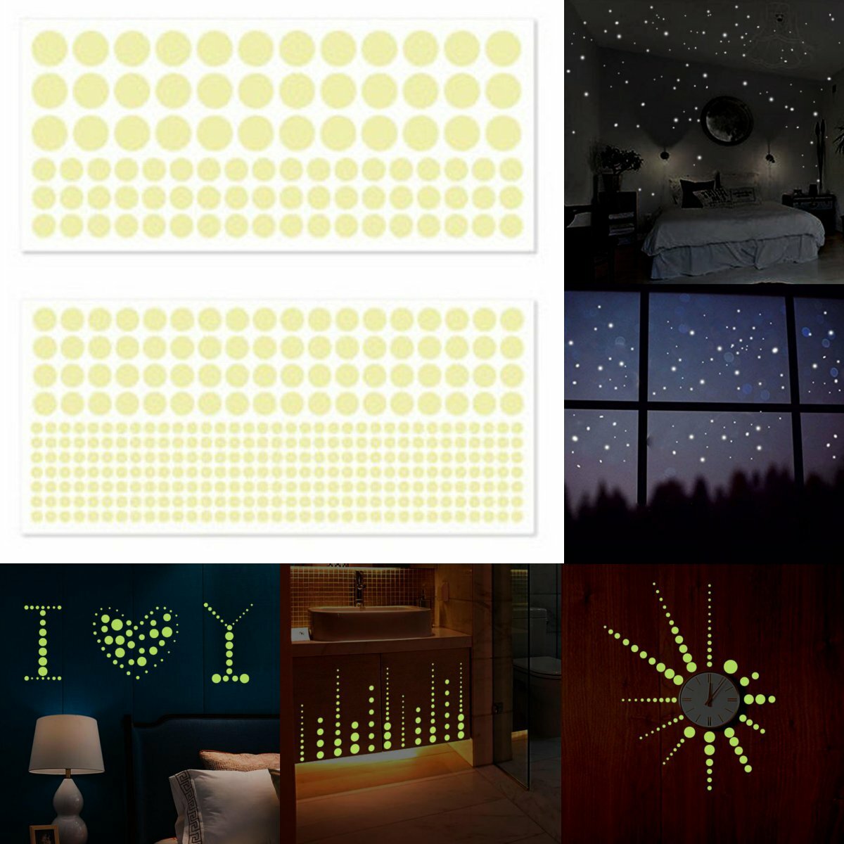 400pcs Luminous Glow In The Dark Star Round Dot Wall Sticker Home Ceiling