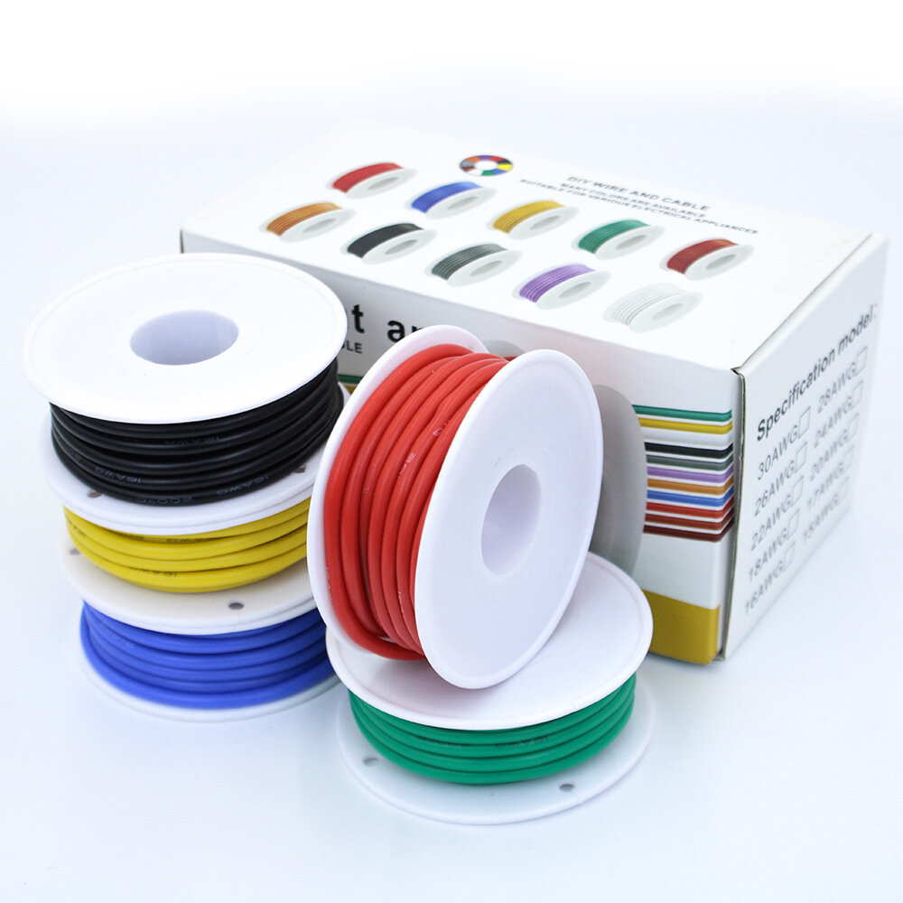 30AWG flexibele siliconen draad en kabel 5 kleuren in een doos Gemengde draad vertind DIY Hoge kwali