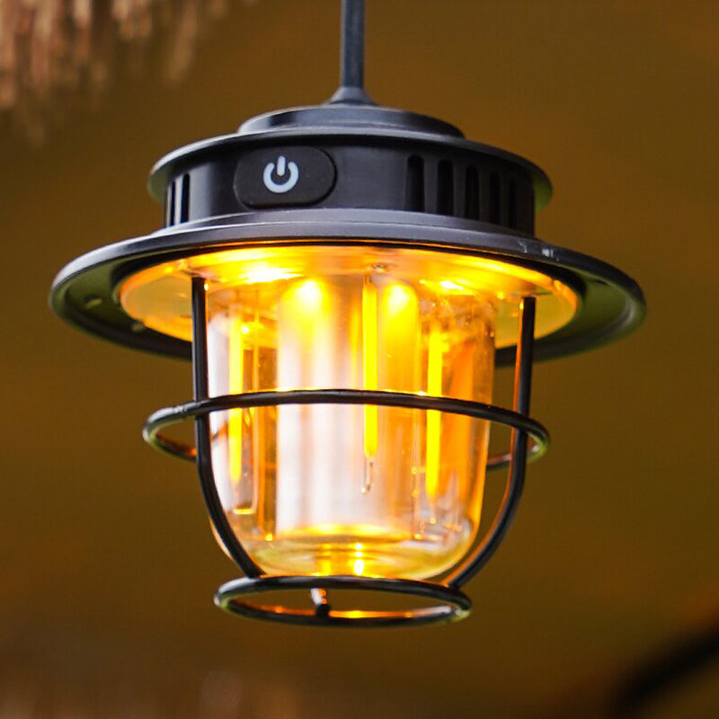Многофункциональный открытый кемпинговый ретро фонарик с LED-подсветкой с ручкой-крюком, портативный кемпинговый фонарь для палатки