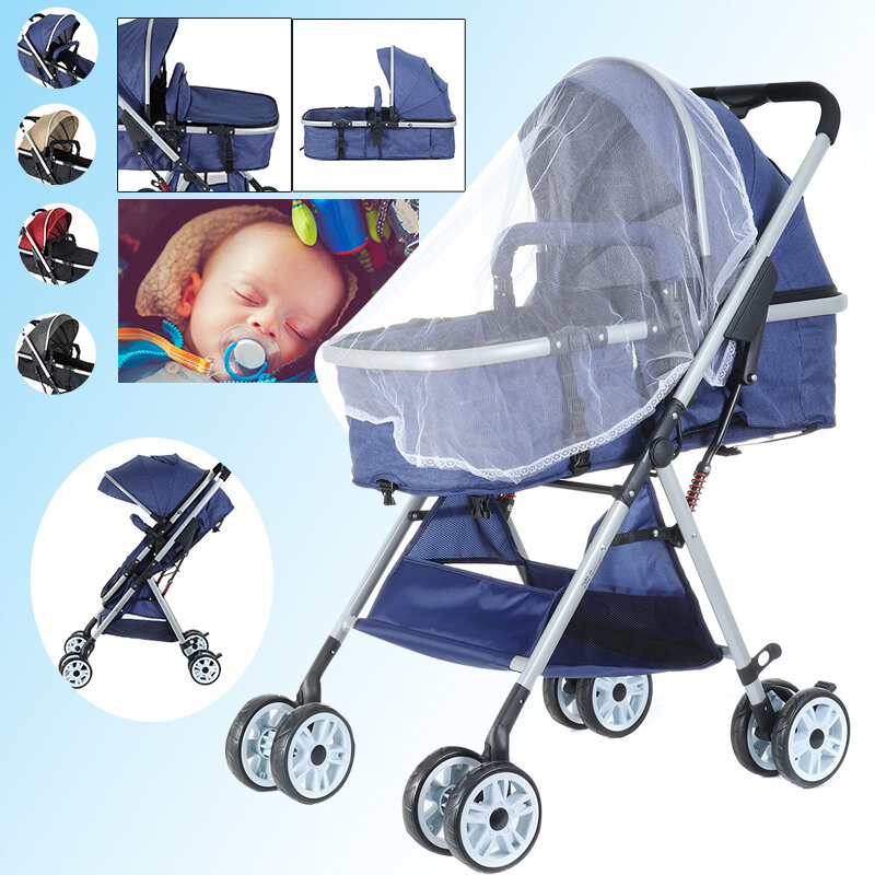 Carrinho de bebê anti-insetos para viagens com cesta para dormir e mosquiteiro