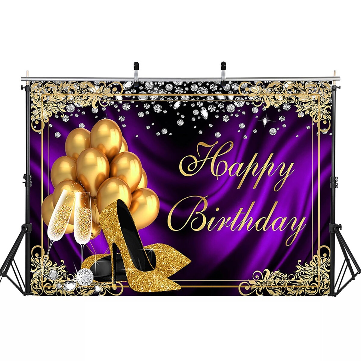 Glitter Adult Birthday Party Background Photography Cloth Balloon High Heels Diamond Background Photo