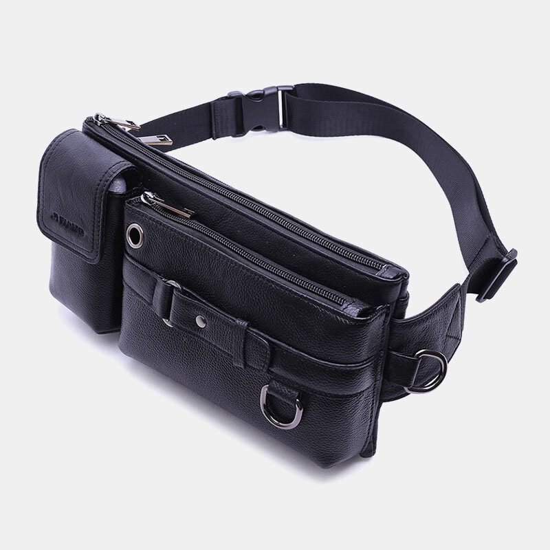 Men genuine leather chest bag shoulder bag waist bag Sale - Banggood.com
