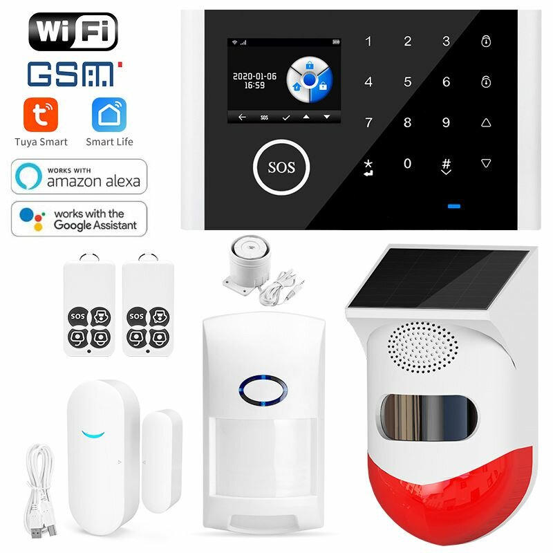 

WIFI GSM Alarm System Kits Tuya Smart Home Wifi Door Sensor Doorbell Motion Sensor Detector Security Alarms System for H