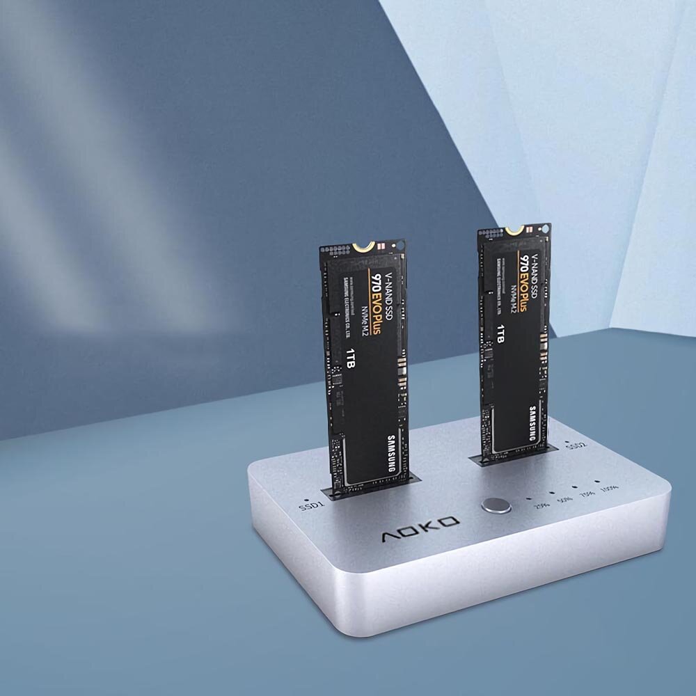 AOKOクローンデュアルベイM.2NVMEドッキングステーションUSBCからNVMESSD外付けハードドライブエンクロージャーサポートオフラインクローンデュプリケーター機能最大10Gbps