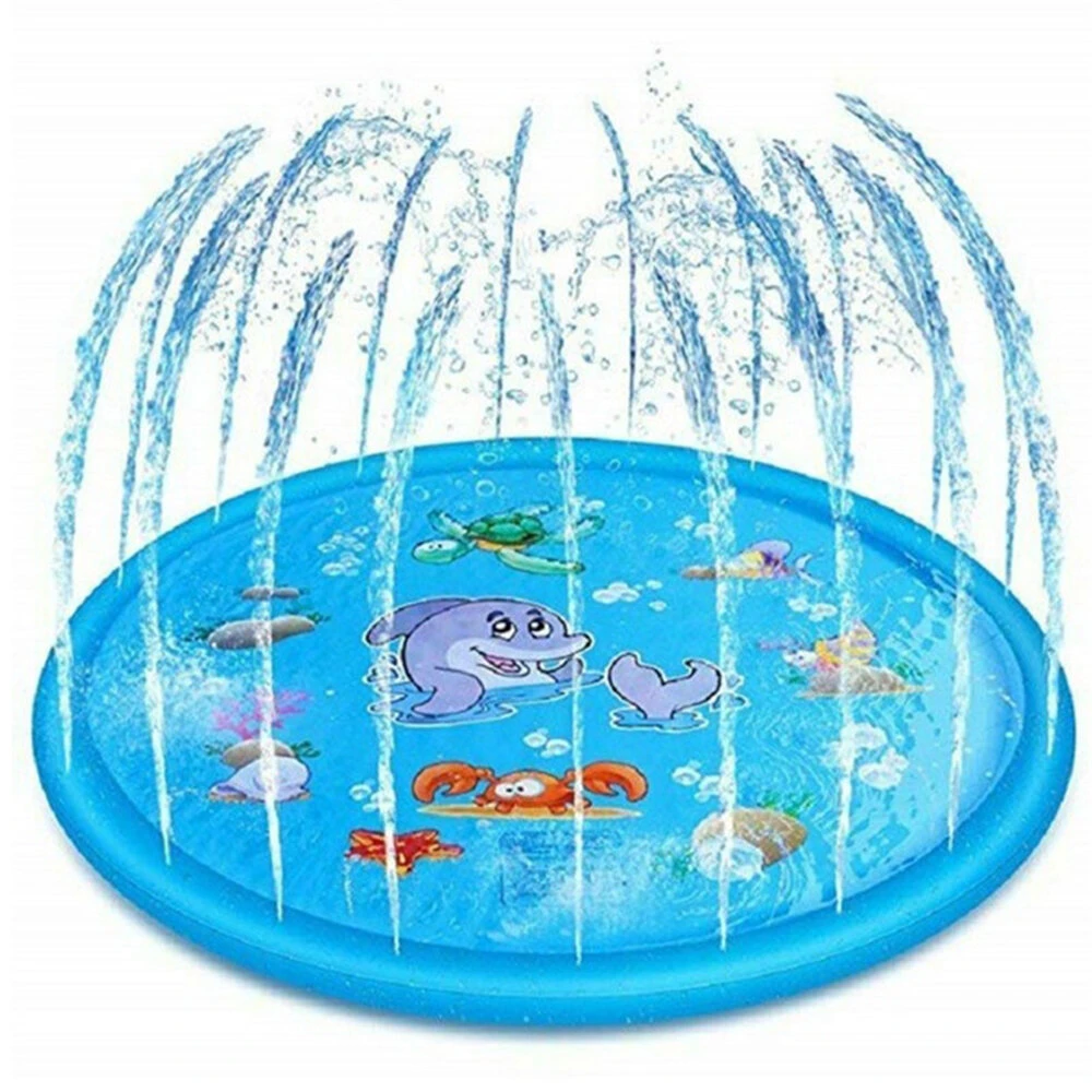 170mm pvc blue sprinkler play mat with cartoon pattern for kids summer play