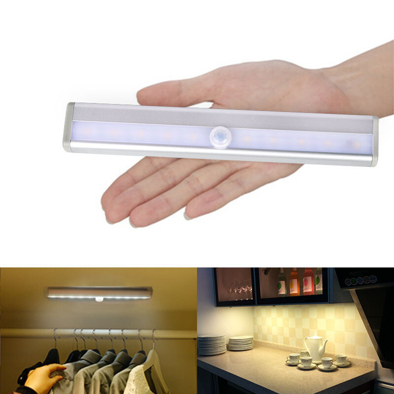 6/10 LEDs PIR LED Motion Sensor lâmpada armário guarda-roupa cama lâmpada LED sob o armário luz noturna para escada do a