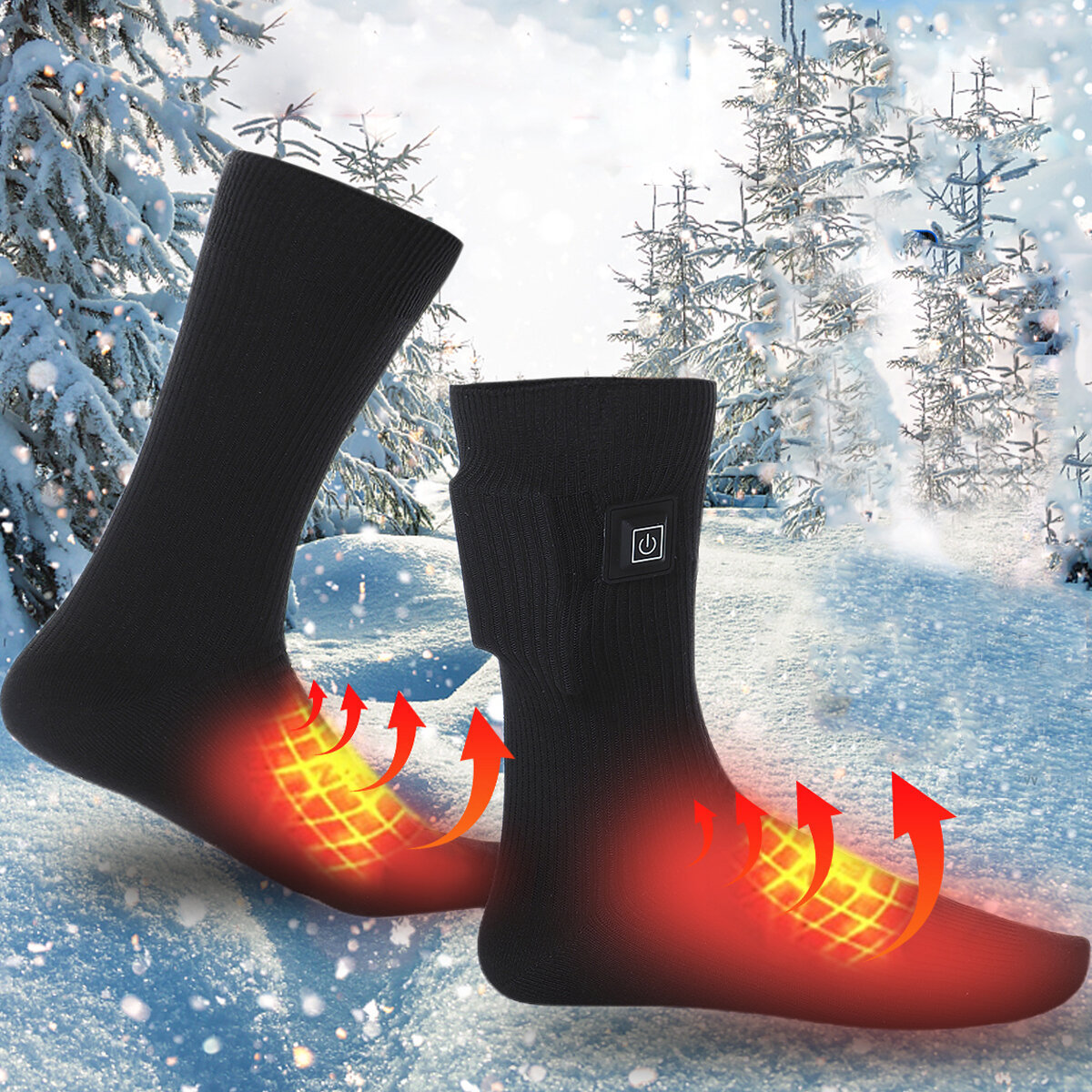 

1 Pair 3V Electric Heated Socks USB Rechargeable Feet Warmer Outdoor Winter Sport Cycling Hiking Skiing Socks