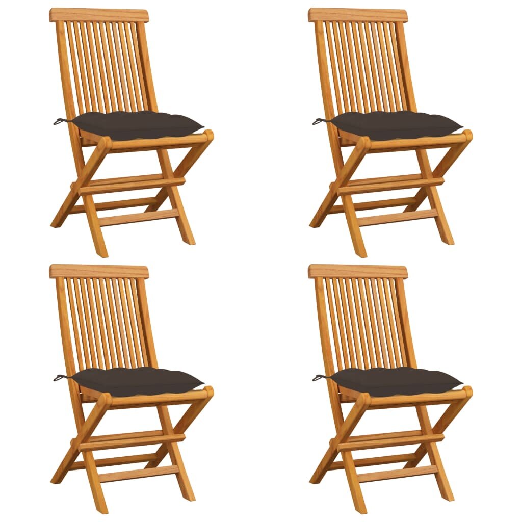 Garden Chairs with Taupe Cushions 4 pcs Solid Teak Wood