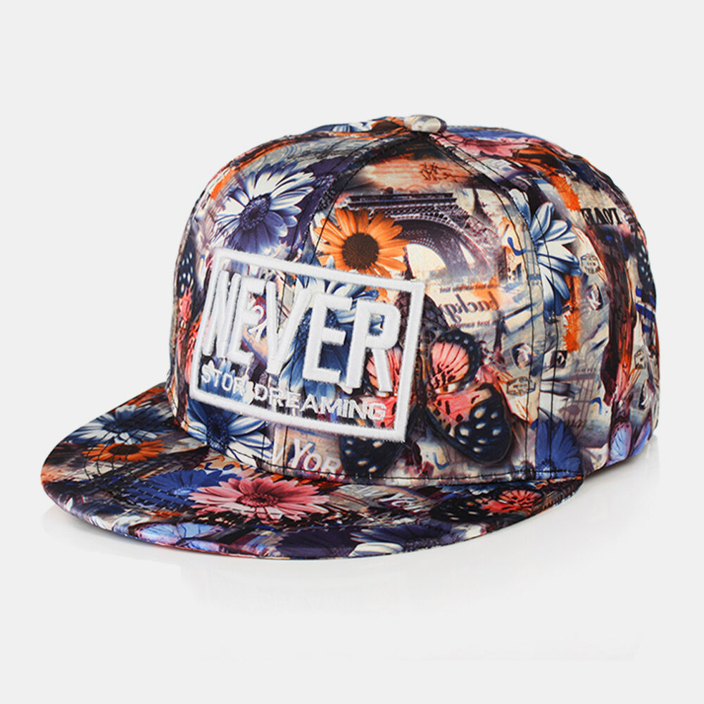 

Unisex Cotton Overlay Floral Pattern Hip-Hop Style Flat Brim Baseball Hat Snapback Hat