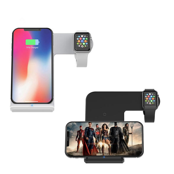 Bakeey 10W 7.5W 2 IN1ワイヤレス充電器急速充電ドック電話ホルダーiPhone用11XS MAX iWatch 3 4S10注105G +