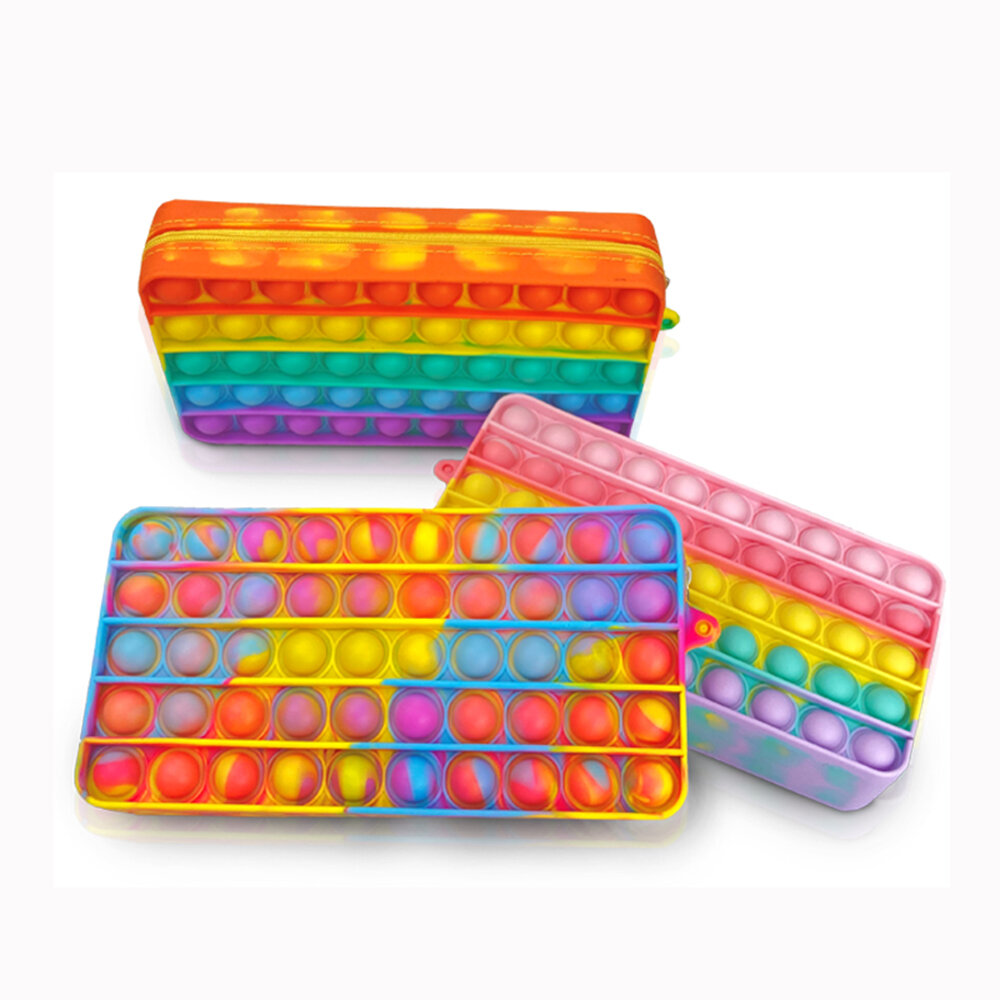 1pcs Colorful Pencil Case Bubble Fidget Toy Decompression Stress Relief Sensory Stationery Storage B