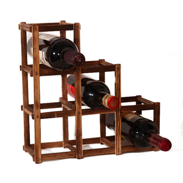 خشبيأحمرالنبيذحاملرف6 زجاجة النبيذ رف جبل مطبخ زجاج زجاجة المشروبات حامل التخزين المنظم حا