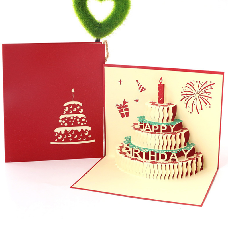 1Pcs Cake Shape Vintage Creative Greeting Cards Birthday Gift Card
