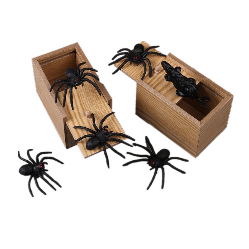 Prank Spider Inzet Houten Scare Box Trick Play Joke Levensechte verrassing April Fools Day Funny Nov