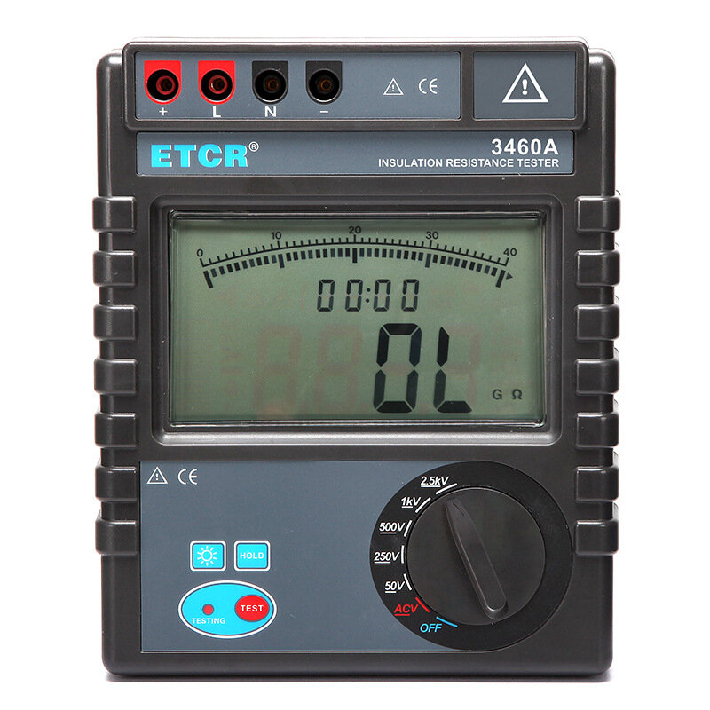 

ETCR3460A Insulation Resistance Meter 2500V Insulation Resistance Tester 0.1MΩ~200GΩ Digital Megohmmeter
