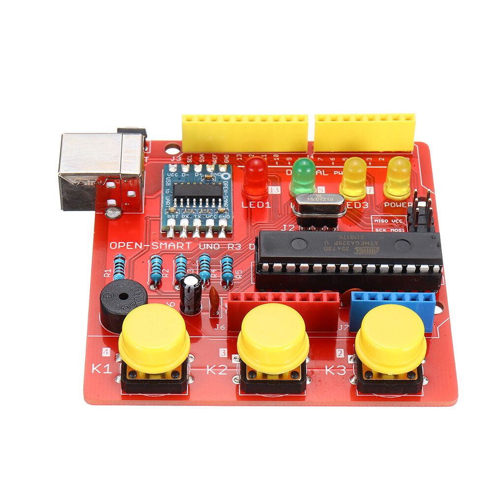 OPEN-SMART® UN0 R3 DIY ATmega328P Development Board with Buzzer LED Button for Arduino