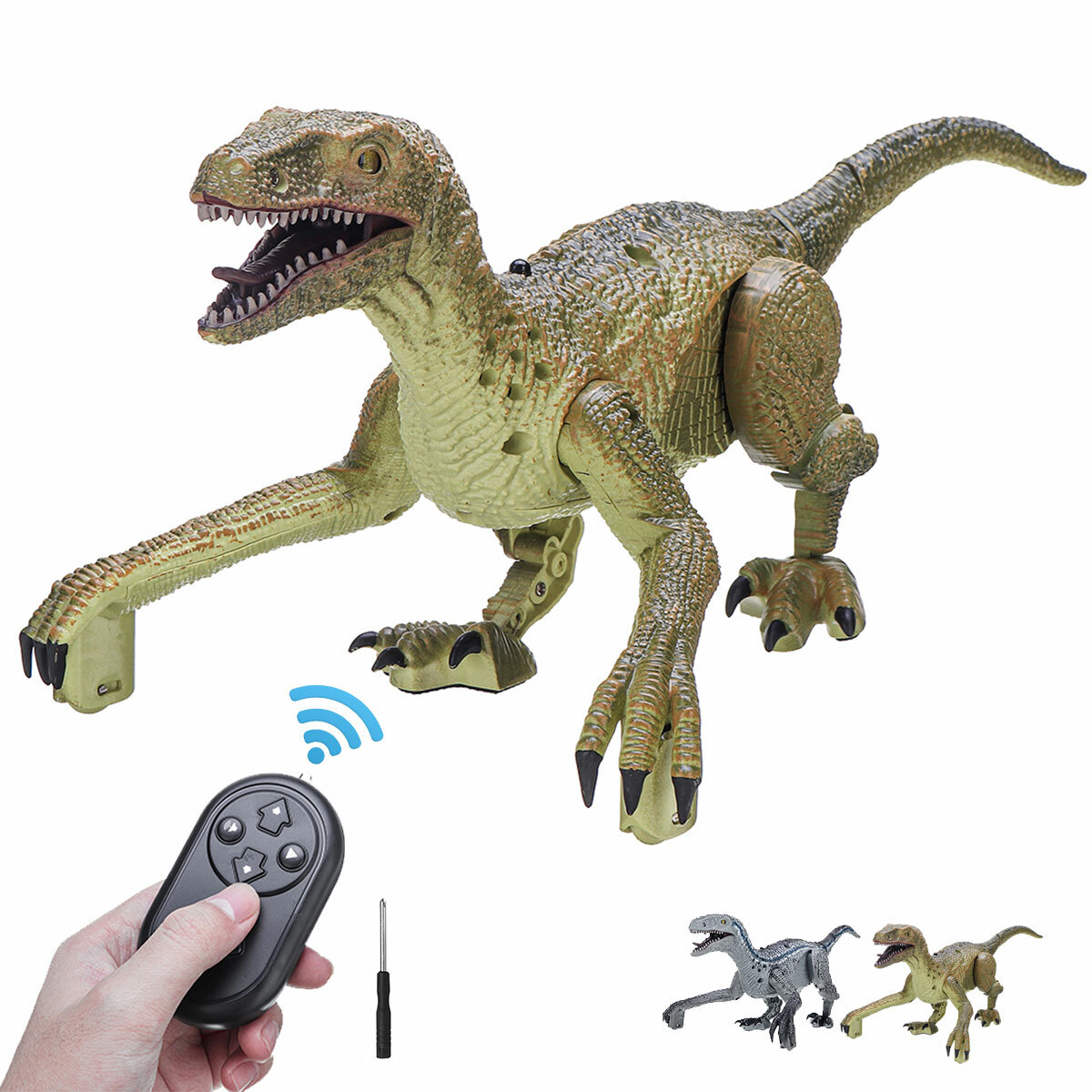 Remote Control Infrared Dinosaur Toy RC Realistic Velociraptor Simulated Jurassic Dinosaur w/ Sound 