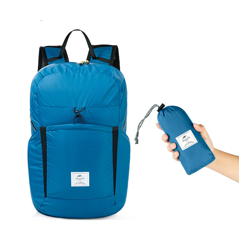 حقيبة ظهر قابلة للطي خفيفة الوزن سعة 22 لترًا من Naturehike NH17A017-B مقاومة للماء للرياضات الخارجية والسفر.