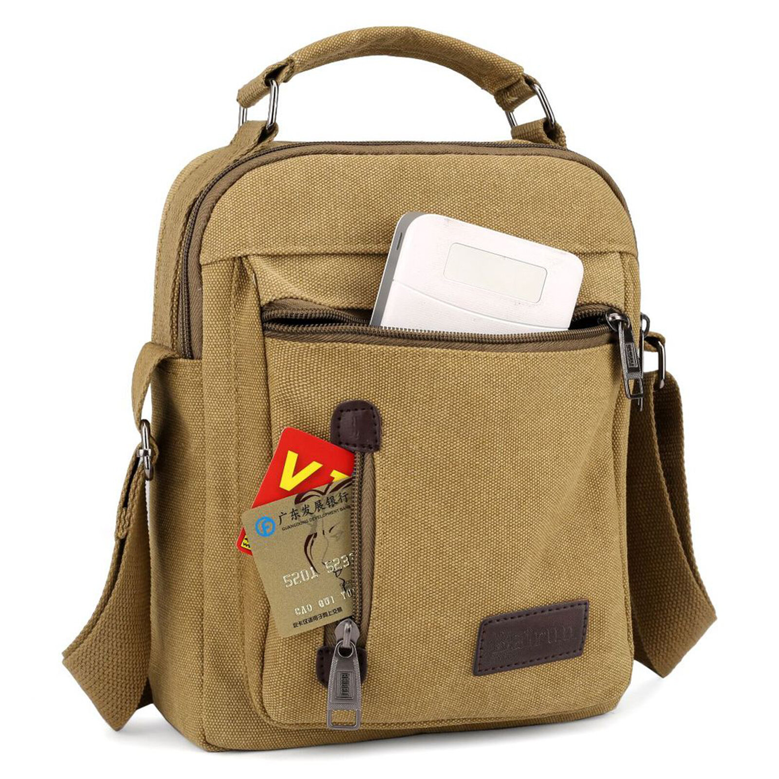

Menico Men Canvas Casual Solid Color Crossbody Bag Large Capacity Multi-compartment Shoulder Crossbody Bag