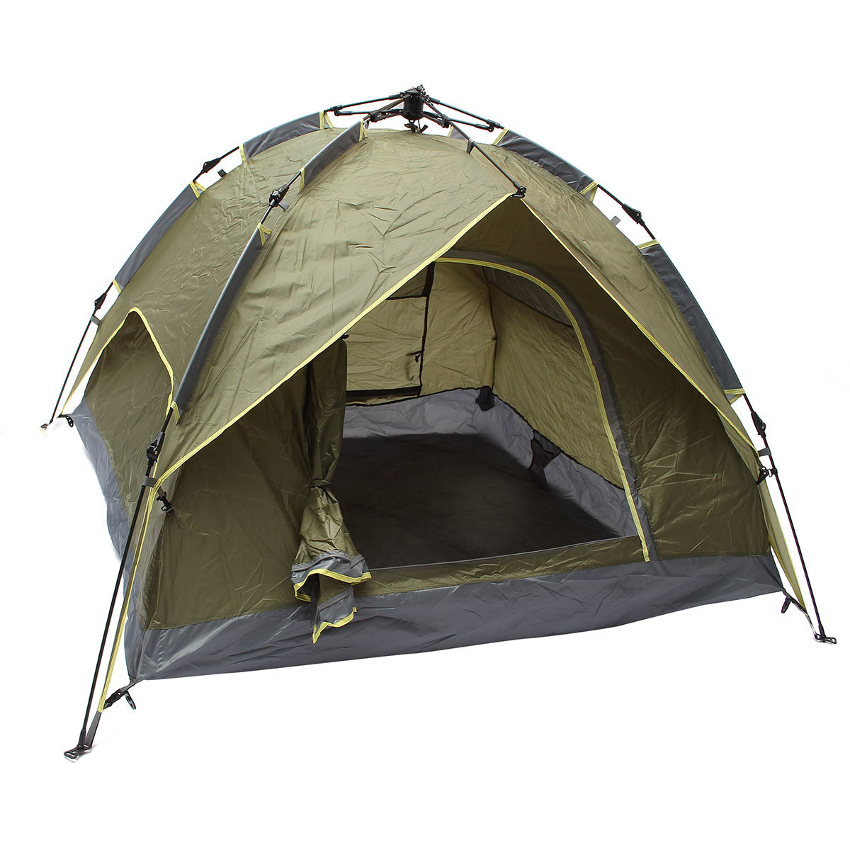En plein air 3-4 personnes tente de camping automatique double couche imperméable coupe-vent UV parasol