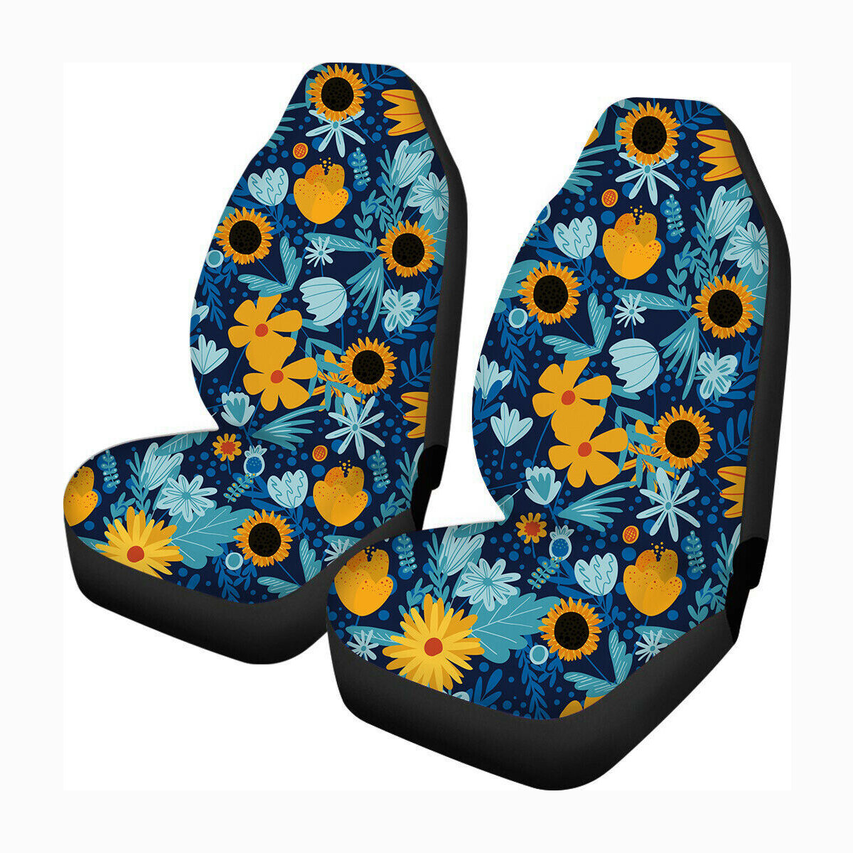 1/2Pcs Universal Car Front Row Seat Cover Seat Mat Flower Printed Protector