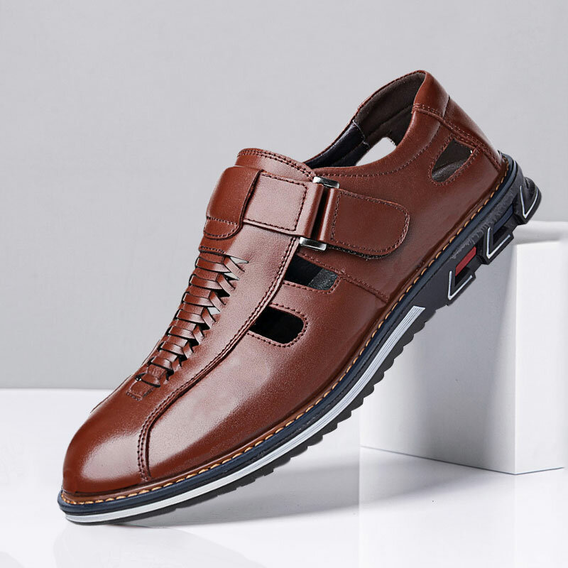 Menico Men Microfiber Leather Non Slip Hook Loop Business Casual Sandals
